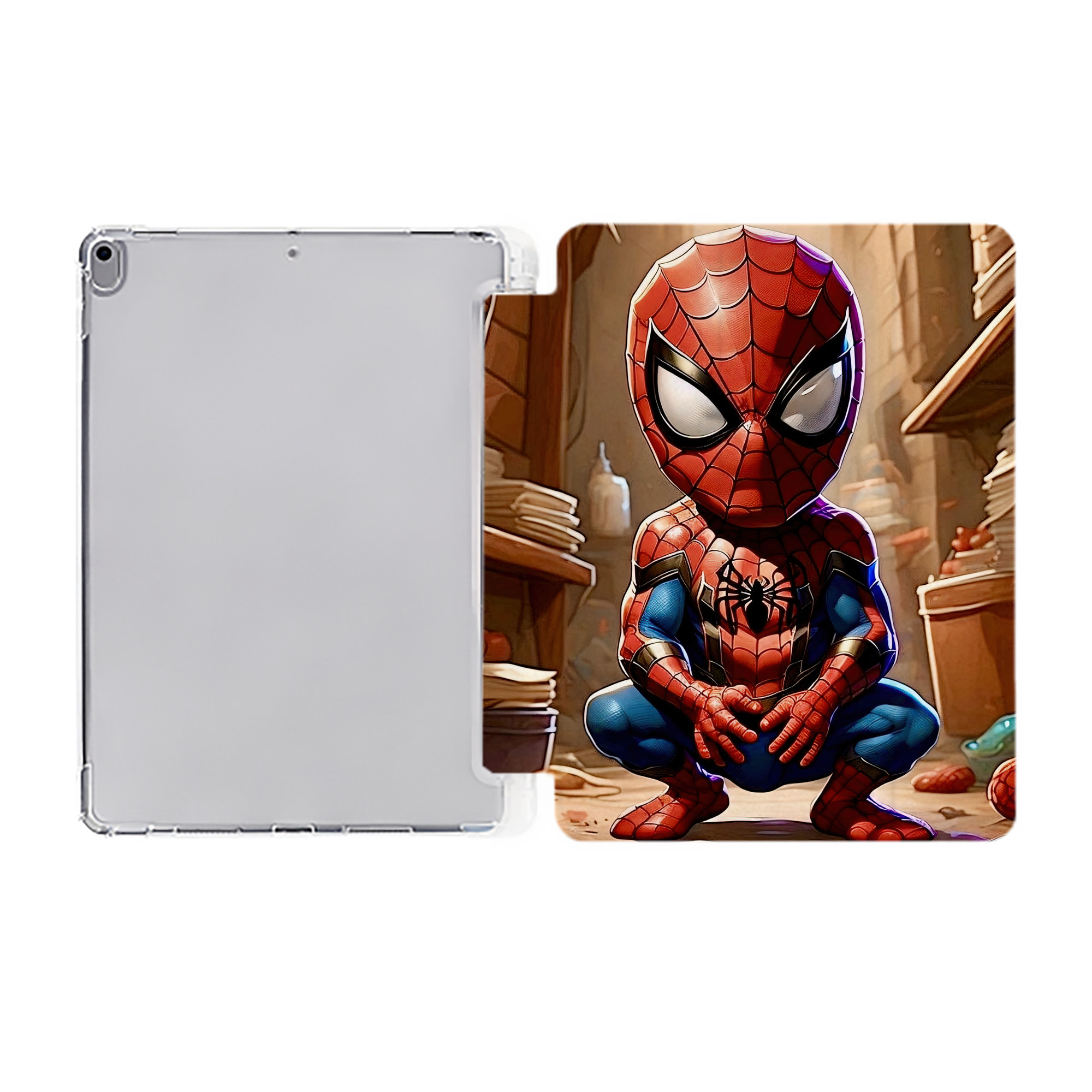 （画像用） Spider Man スパイダーマン IPad ケース ペン収納付き 三つ折りスタンド PUレザー×シリコン 対応機種9.5/10.5/10.9インチ